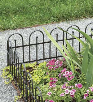 Iron Fence Wrought Iron Edging with Ground Stakes and Gunmetal Finish