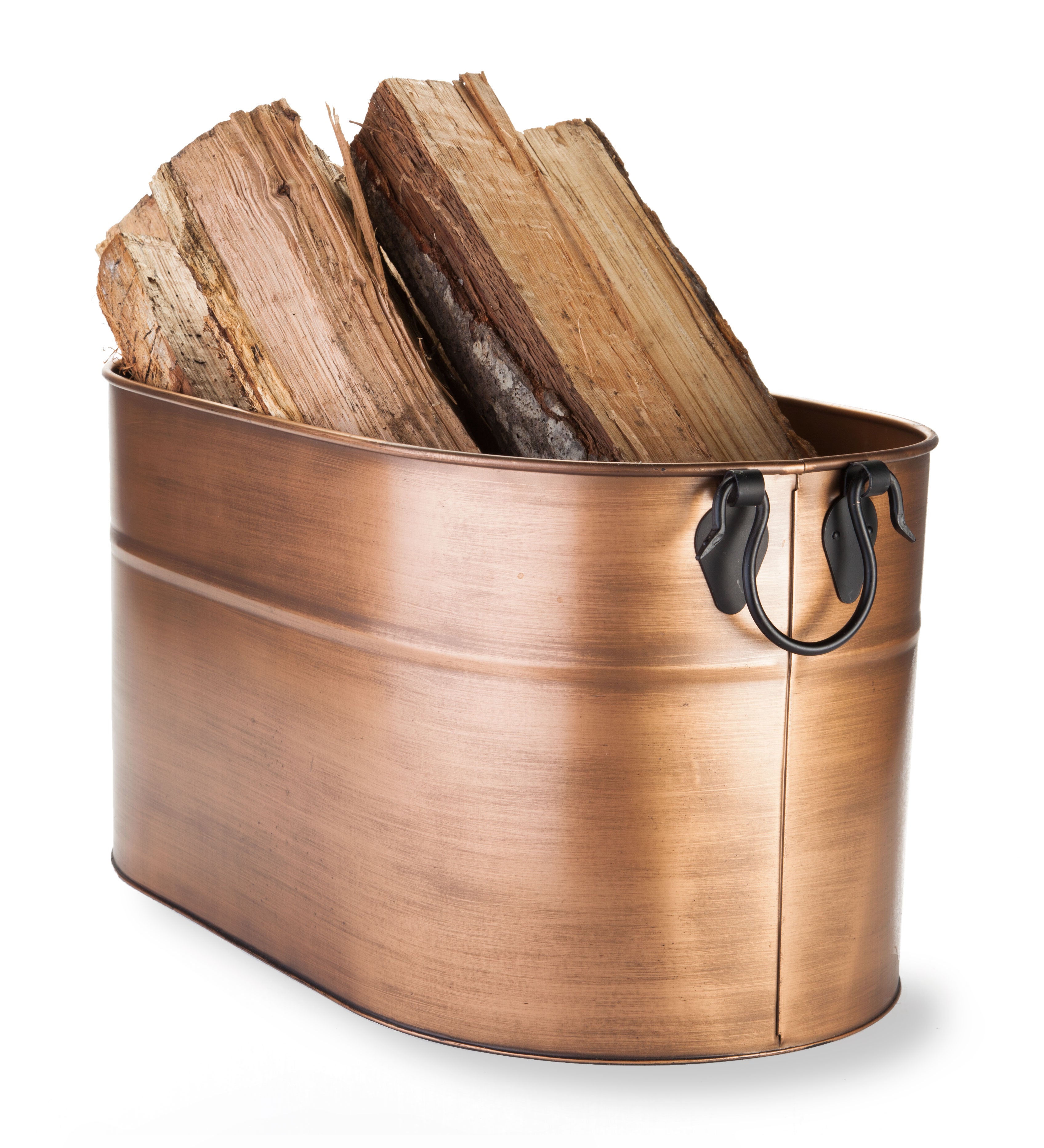 Large Copper Finished Firewood Bucket