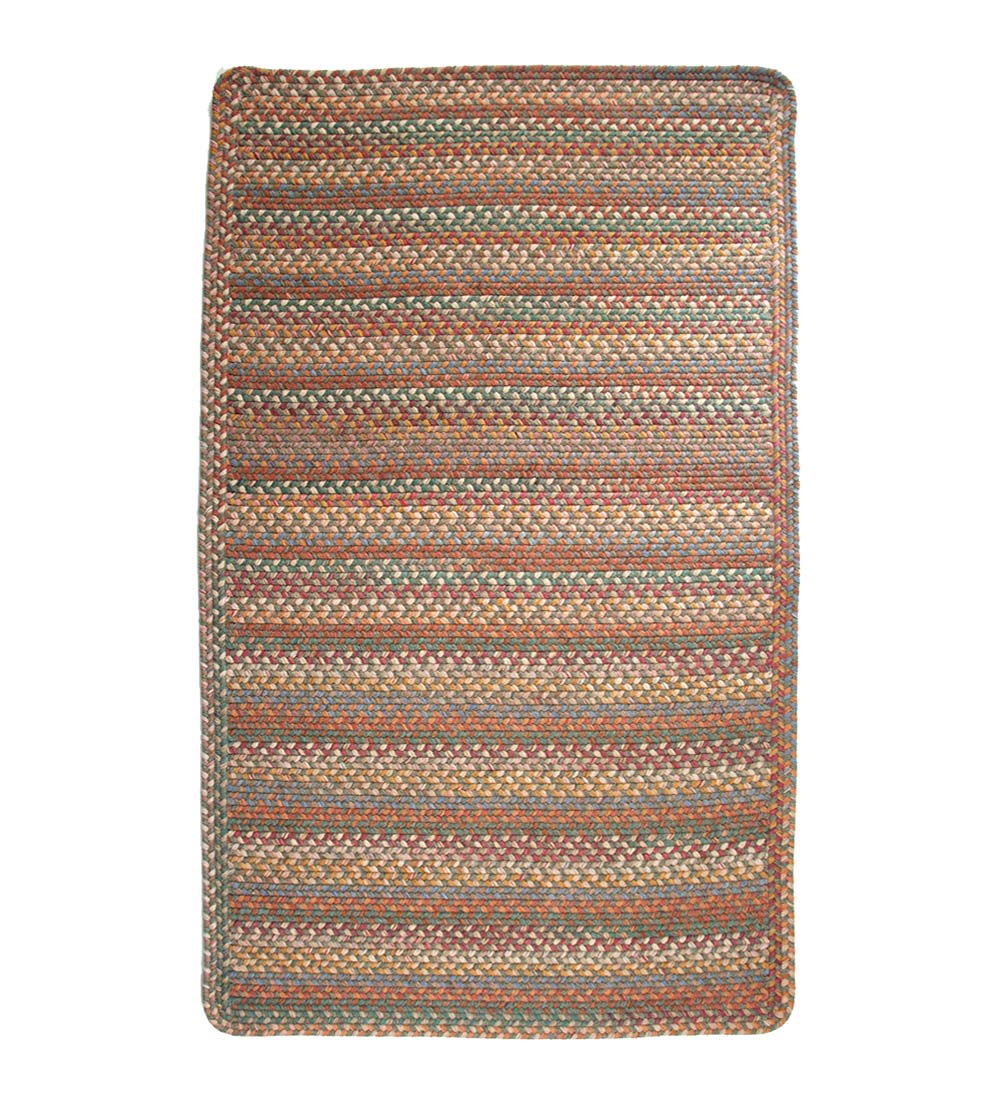 Blue Ridge Rectangle Wool Braided Rug, 4' x 6' - Moss Multi