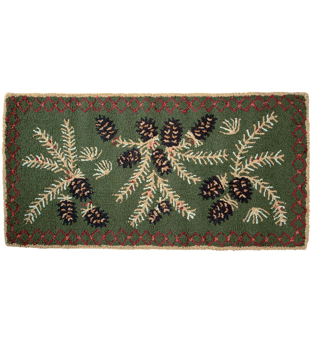 Pine Cone Hand-Hooked Wool Rug, 2' x 4'