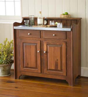Solid Pine Dry Sink with Galvanized Top, Made in USA