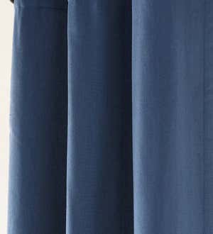 Homespun Double-Wide Grommet Top Patio Panel with Wand, 84"L x 80"W - Denim Blue