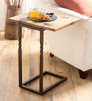 Deep Creek Rustic Pull-Up Table with Fold-Out Leaves in Wood and Metal