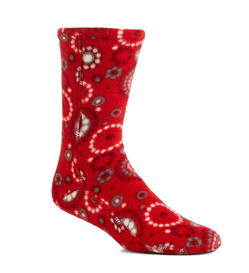 Acorn® Fleece Socks For Men and Women - Red Dots - Small