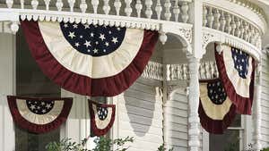 Half-Round Cotton Duck Patriotic Vintage Bunting with Embroidery