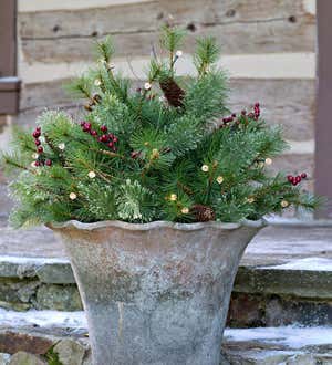 Indoor/Outdoor Blue Ridge Garland with Battery-Operated Dual-Function Lights