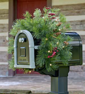 Indoor/Outdoor Blue Ridge Garland with Battery-Operated Dual-Function Lights