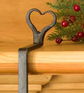 Wrought Iron Stocking Hanger with Heart Finial