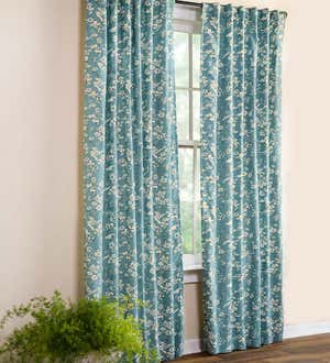 Floral Damask Rod-Pocket Homespun Insulated Curtain Panel, 84"W x 84"L - Harvest