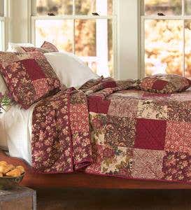 Cranberry Floral Patchwork Quilt Set