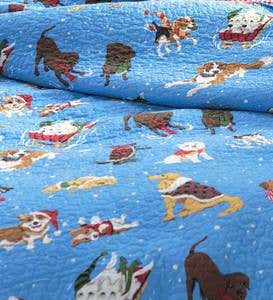 Full/Queen Snow Day Dogs Quilt Set