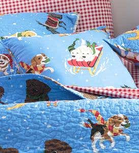 Full/Queen Snow Day Dogs Quilt Set