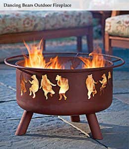 Steel Dancing Bears Outdoor Fire Pit with Cooking Grill