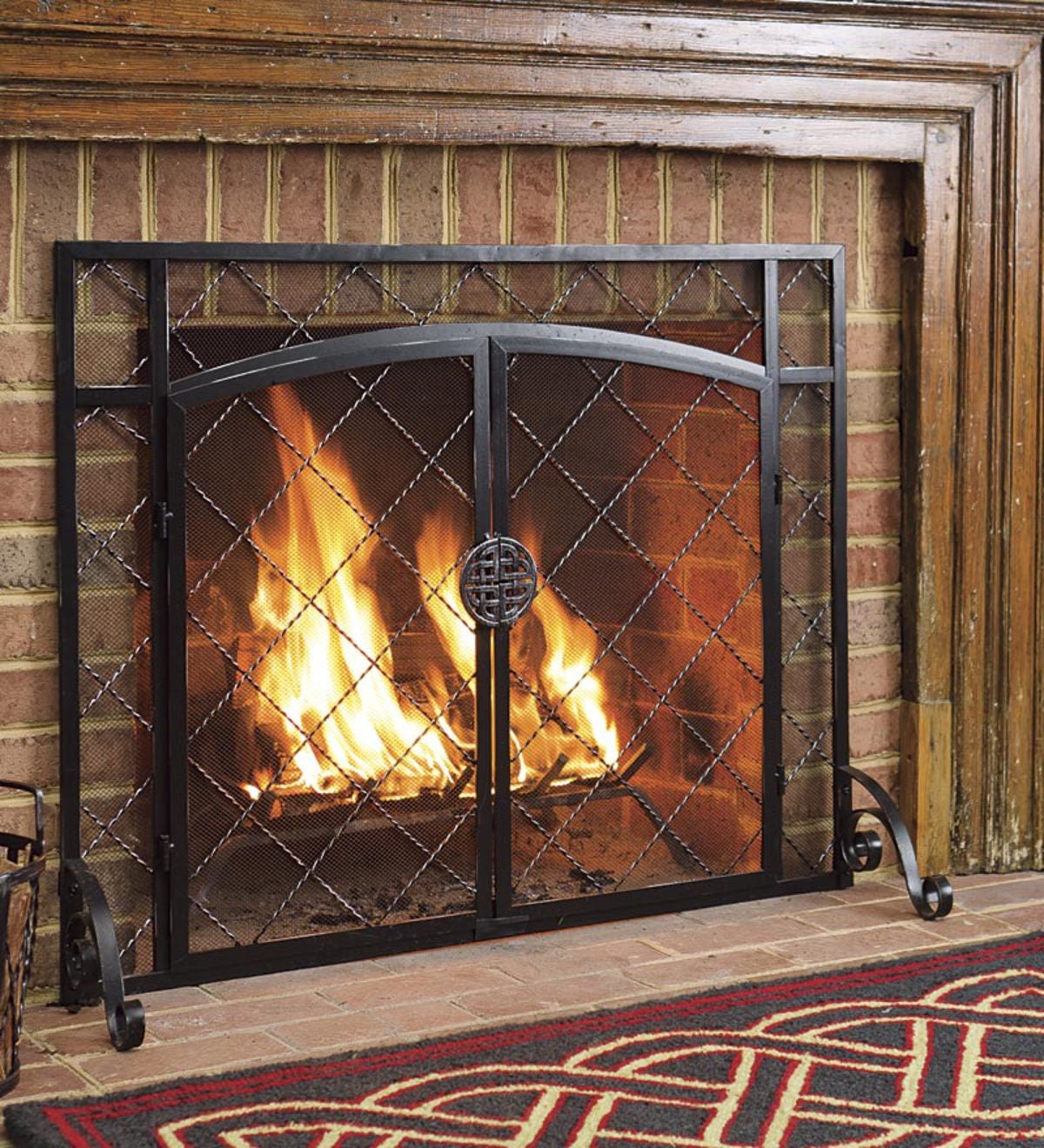 44"W x 33"H 2-Door Celtic Knot Flat Fire Screen