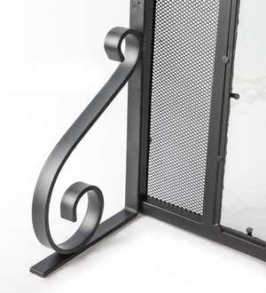 Small Steel Fire Screen with Two Doors and Tempered Glass Accents