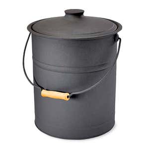 Deluxe Galvanized Ash Bucket with Handle, Lid and Double-Layer Bottom - Copper