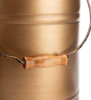 Deluxe Galvanized Ash Bucket with Handle, Lid and Double-Layer Bottom - Copper