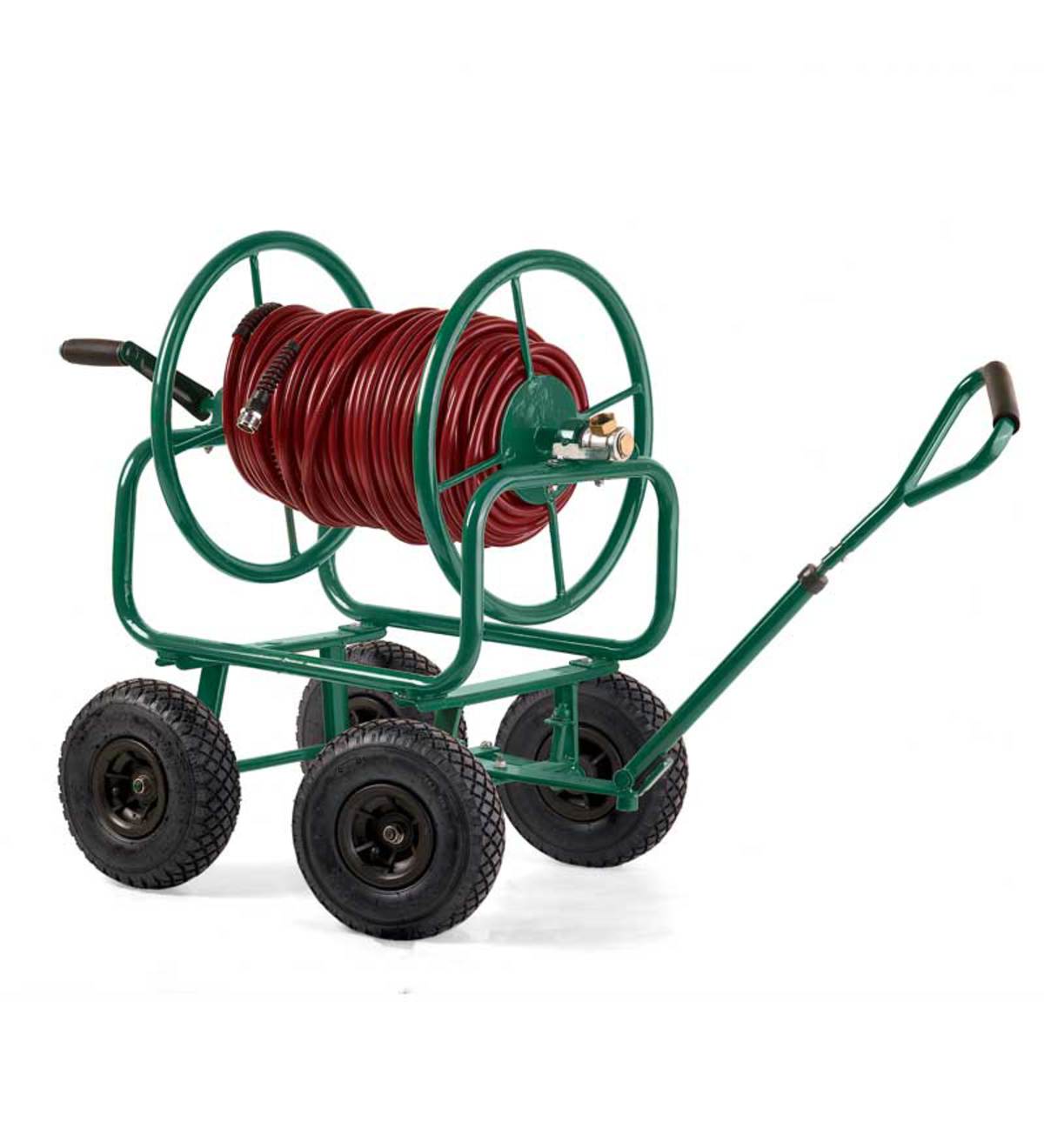 250 ft. Heavy-Duty Reel Hose Cart with Pneumatic Swivel Tires and Handle