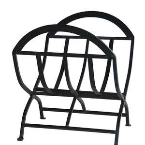 Black Wrought Iron Log Holder with Arched Top - Black