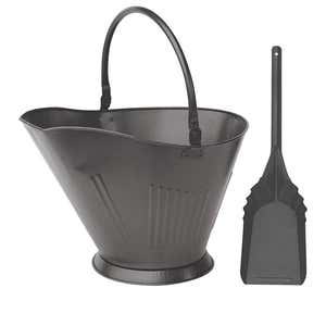 Olde World Finish Coal Hod With Shovel - Black