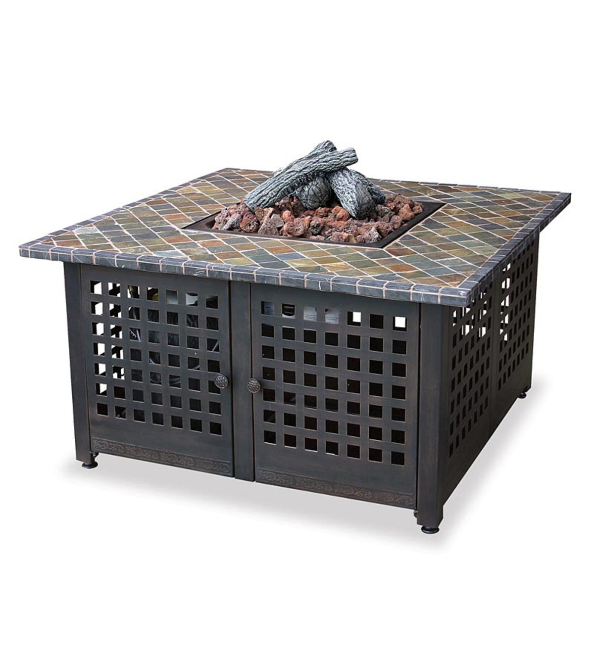 Easy-Start Gas Outdoor Fire Bowl With Slate And Marble Mantel
