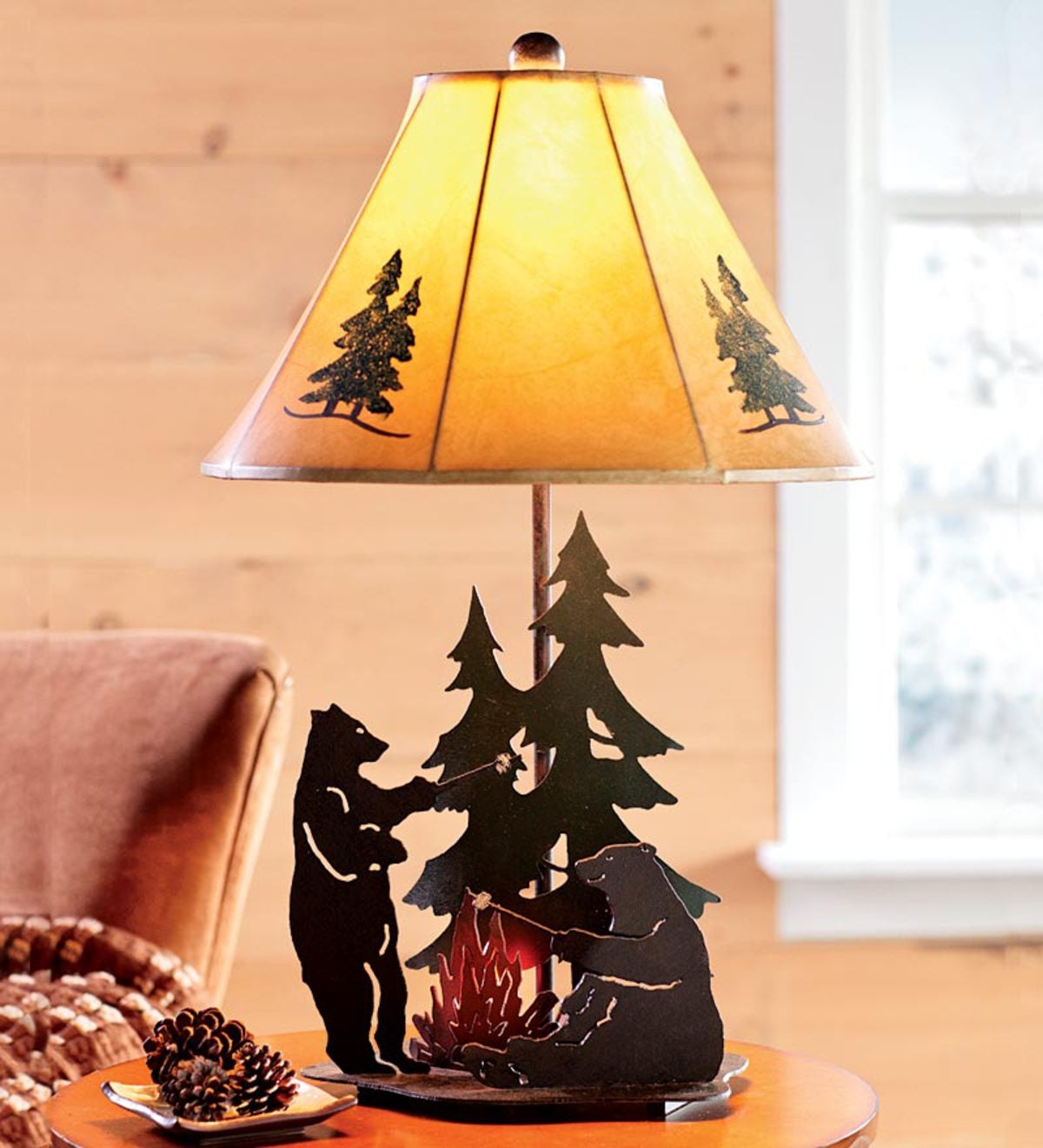 Bears Roasting Marshmallows Lamp With Campfire Nightlight