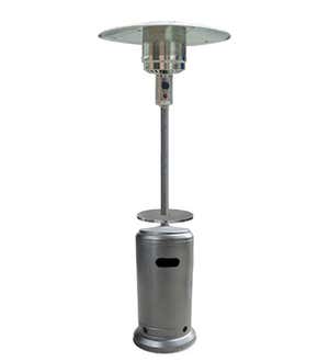 Steel Propane Patio Heater With Adjustable Table In Bronze Or Silver Finish