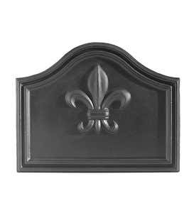 Fleur de Lis Cast Iron Fireplace Fireback In Matte Black Finish