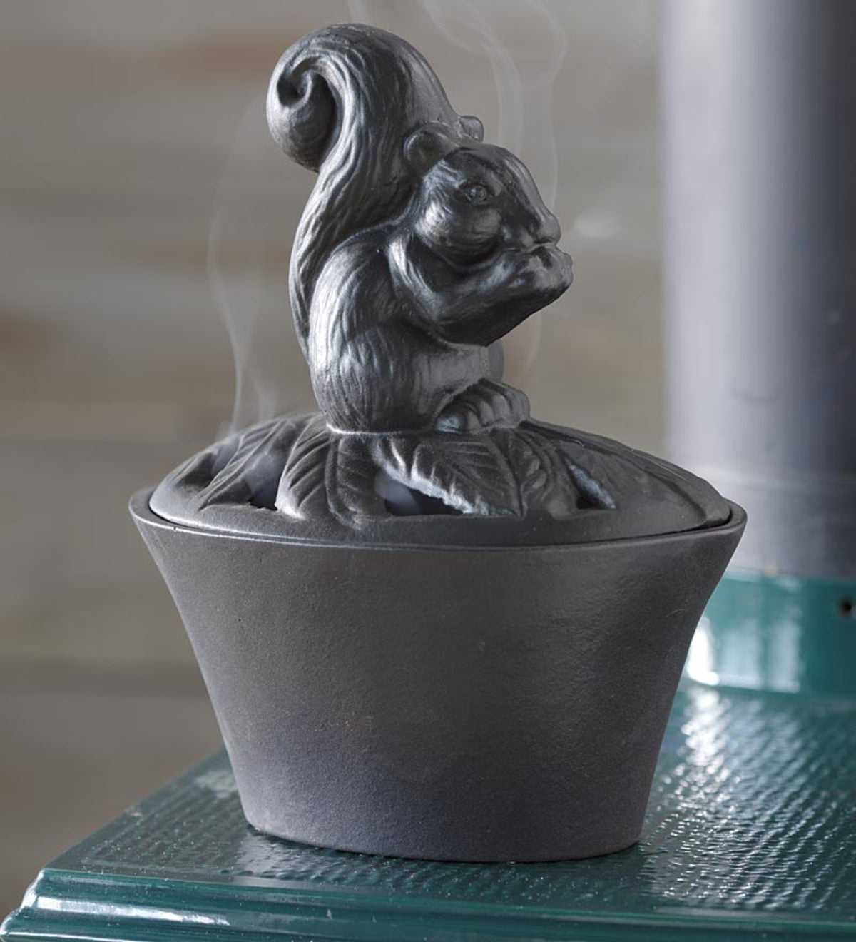 Cast Iron Wood Stove Steamer In Cat Design, PlowHearth