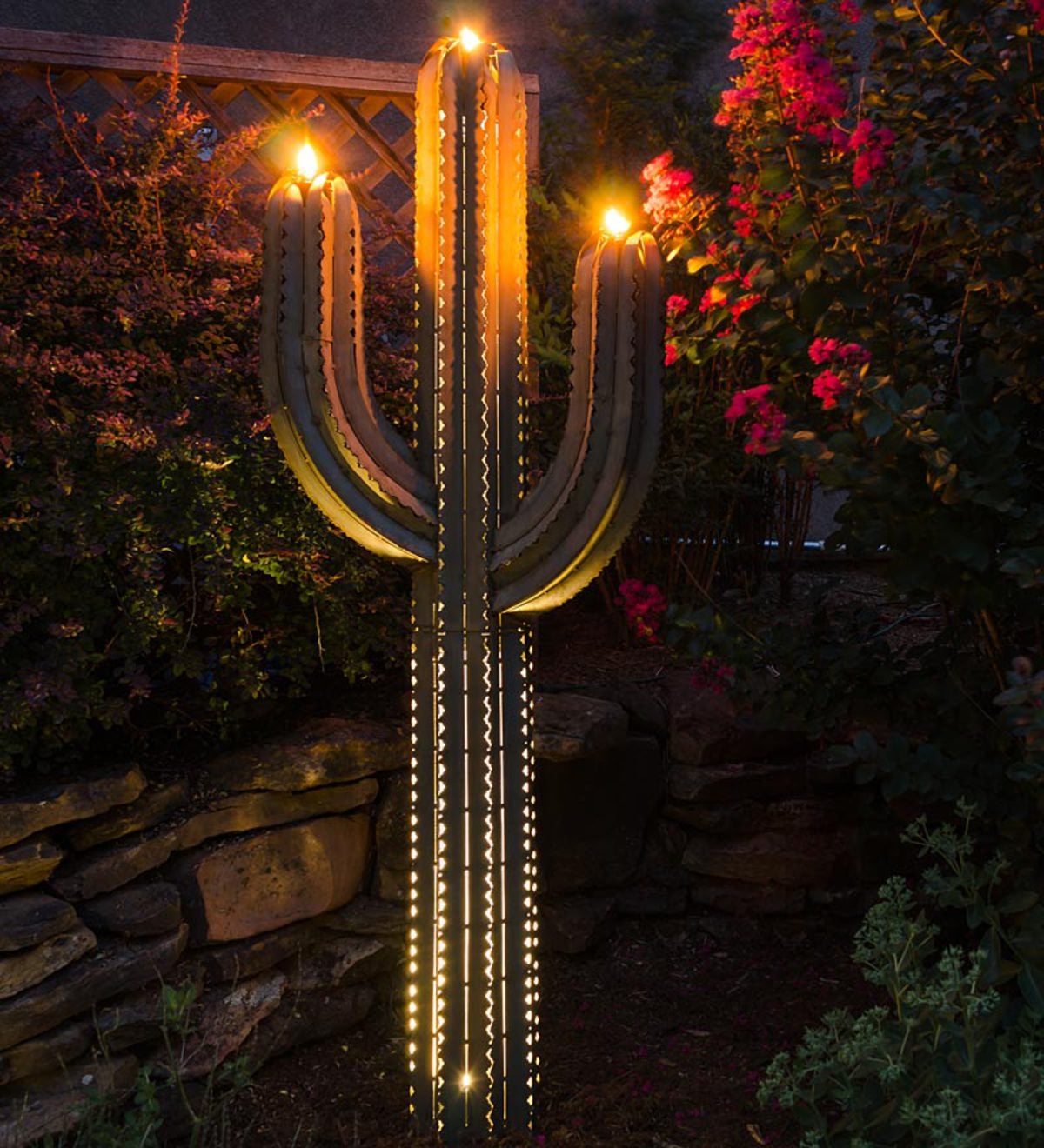 5 Ft. Galvanized Steel Saguaro Cactus Outdoor Torch