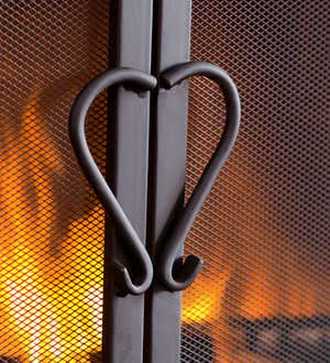 Small Cast Iron Scrollwork Fire Screen With Doors