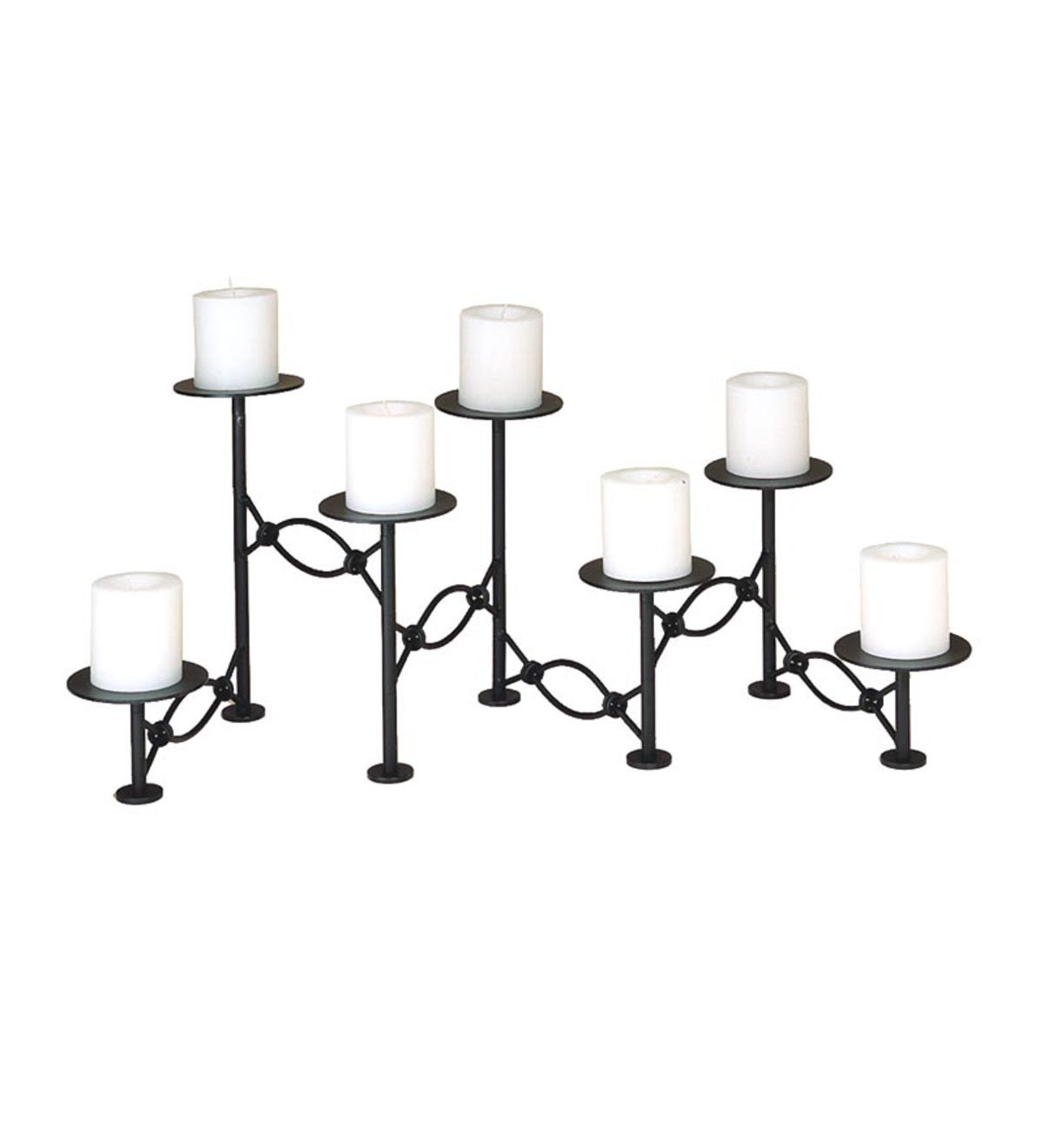 Iron Seven-Tiered Linked Fireplace Candelabra