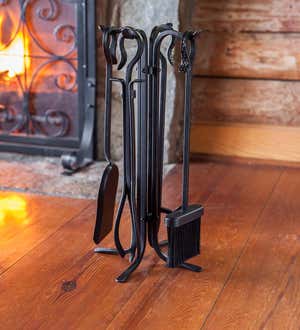 Compact Size Hand-Forged Fireplace Tool Set