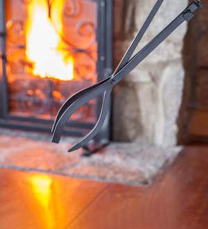 Compact Size Hand-Forged Fireplace Tool Set - Black