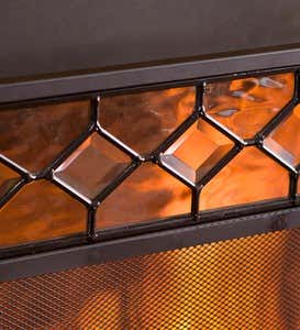 Small Diamond Glass Flat Guard Fireplace Screen