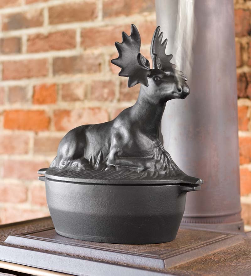 Cast Iron Moose Wood Stove Steamer