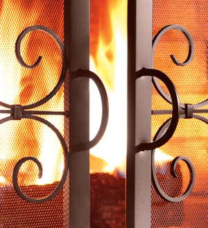 Sale! Small Crest Fireplace Screen With Doors