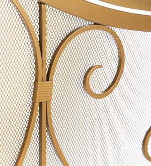 Small Crest Fireplace Screen With Doors - Gold