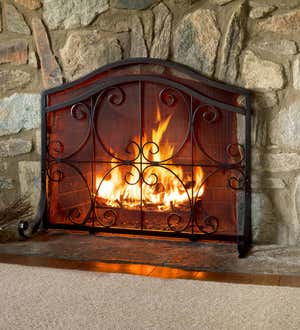 Small Crest Flat Guard Fireplace Screen