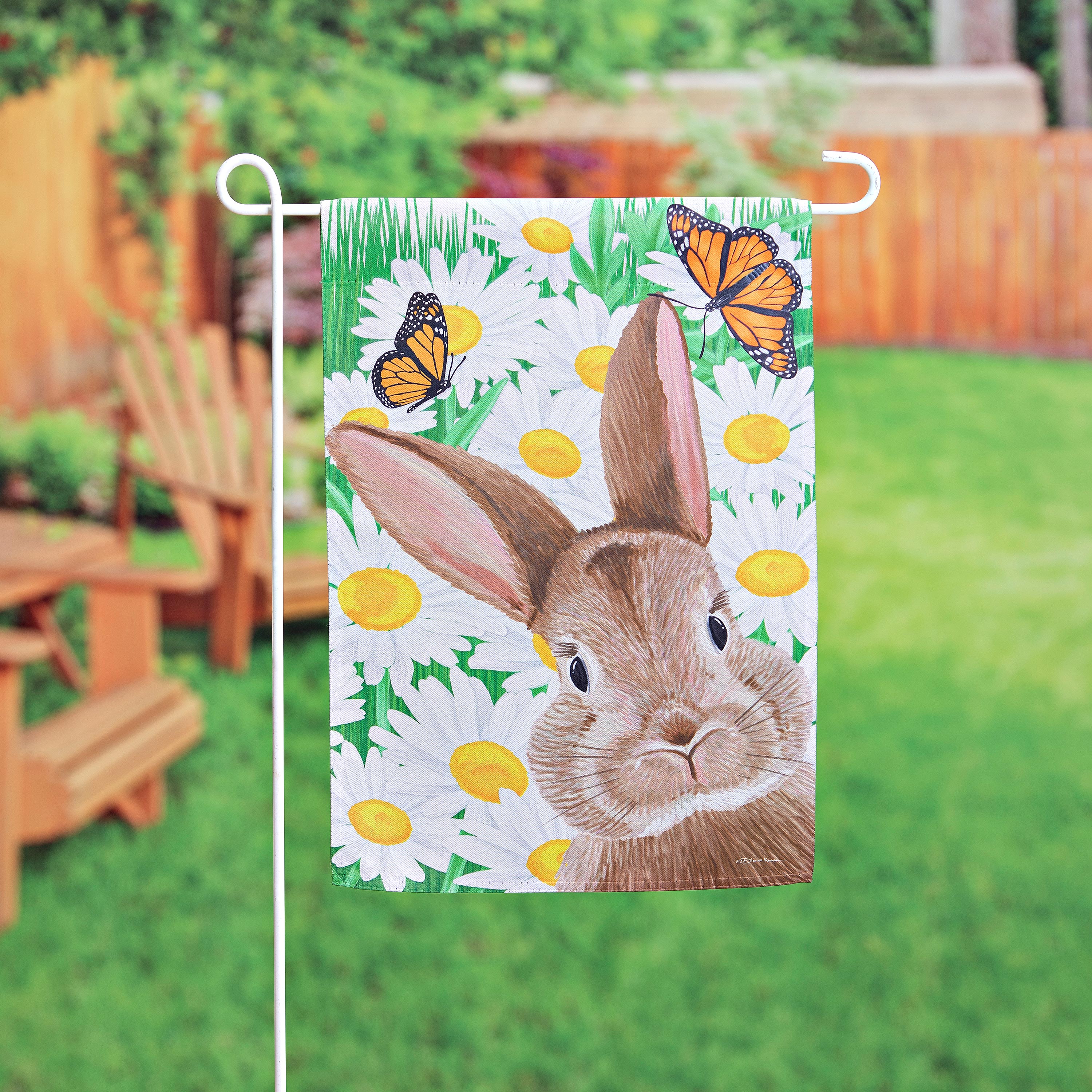 Hello Bunny Suede Garden Flag | Plow & Hearth
