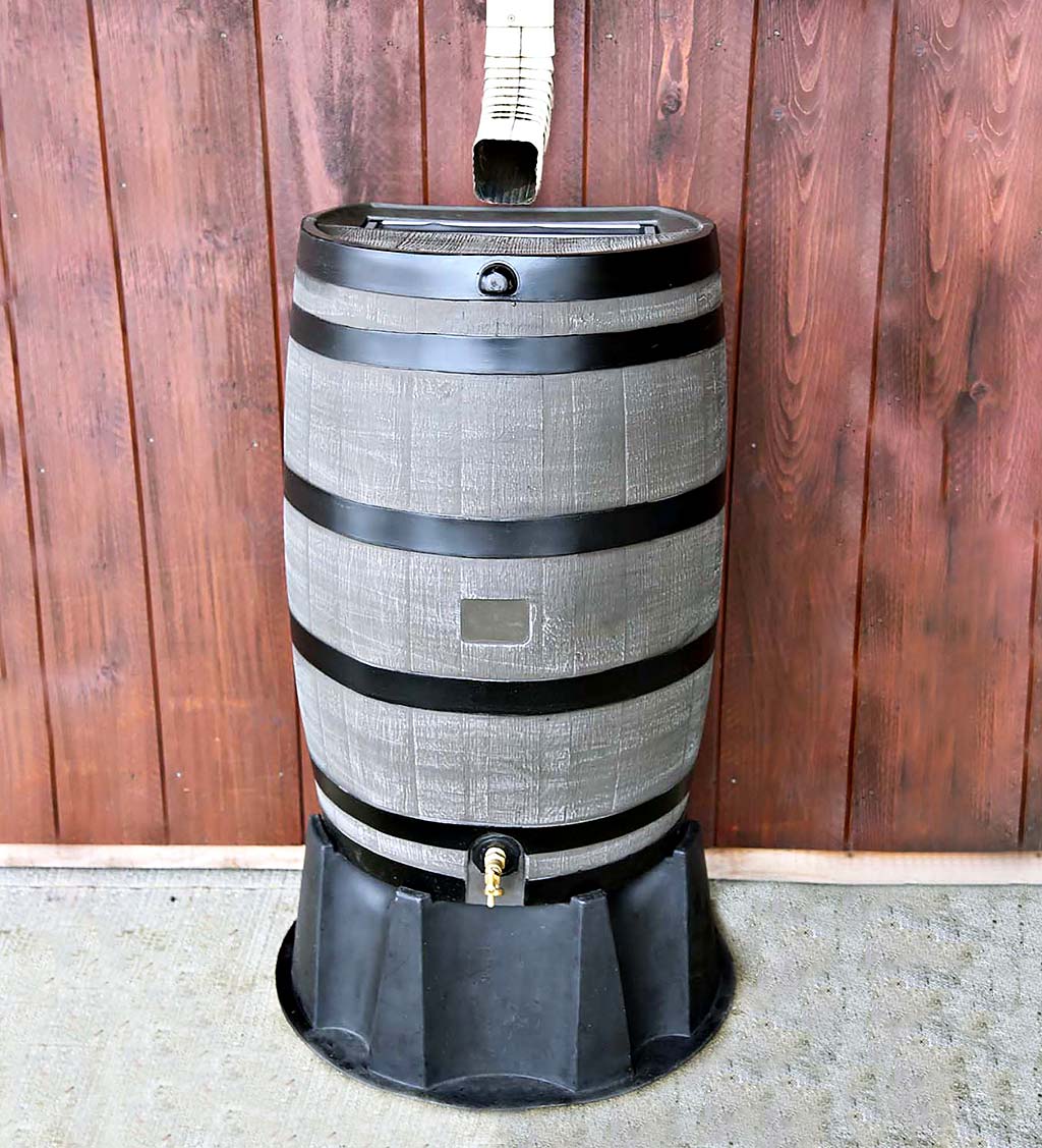 50-Gallon Rain Barrel with Flat Back