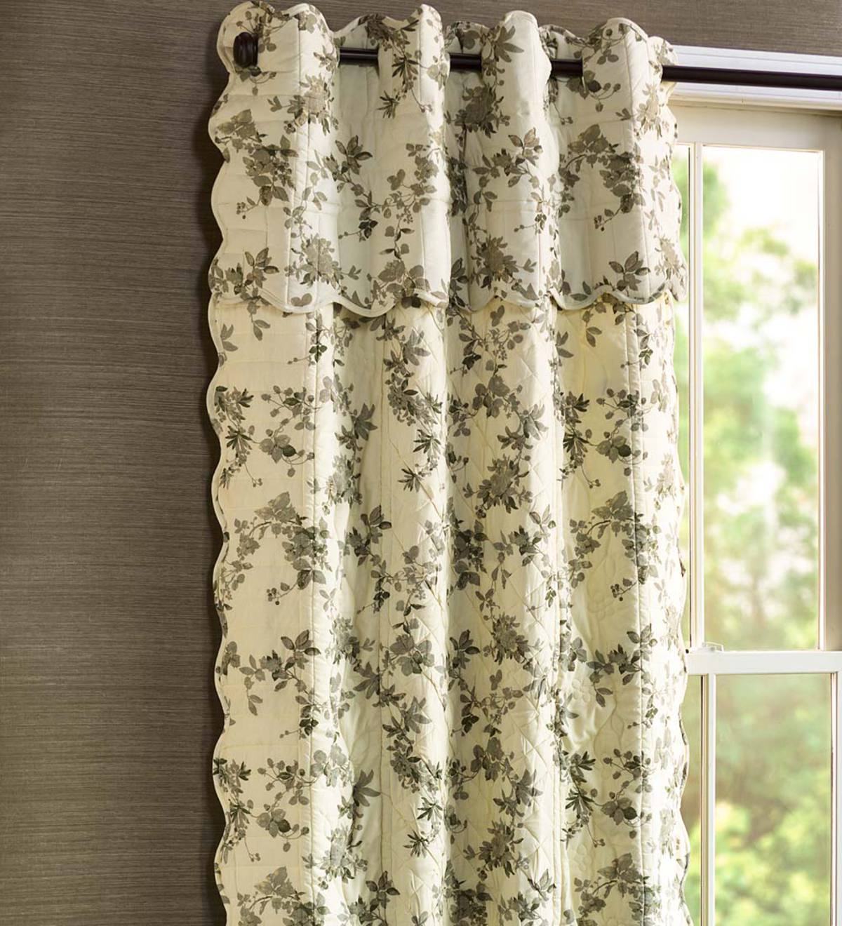 Window Quilt Valance with Ivory Backing, Solid Color