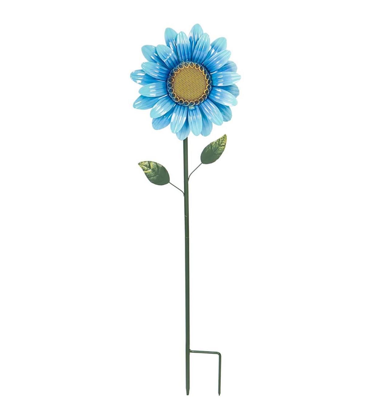 Secret Solar Flower Metal Garden Stake - Blue
