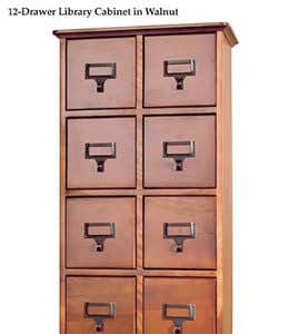 Retro-Style Wooden 24-Drawer Multimedia Library File Cabinet