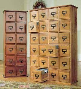 Retro-Style Wooden 24-Drawer Multimedia Library File Cabinet