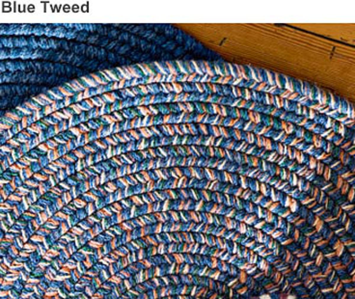 8' x 11' Wool Blend Braided Rug - BLUE TWEED
