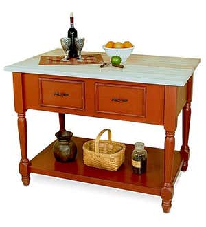 Solid Pine Kitchen Island with Maple Top