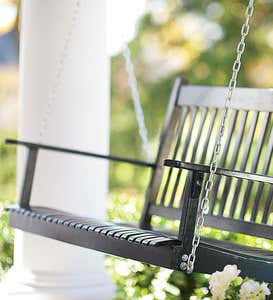Weather-Resistant Eucalyptus Classic Slatted Outdoor Swing - Natural