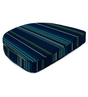 Sunbrella Deluxe Chair Cushion With Rounded Back, 18" x 17¾" x 3" - Peacock Stripe