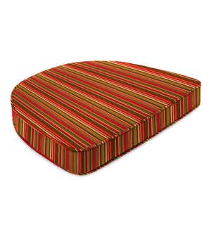 Sunbrella Deluxe Chair Cushion With Rounded Back, 18" x 17¾" x 3" - Cherry Stripe